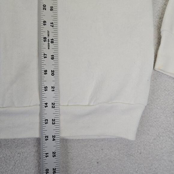 VTG Jerzees By Russell Cardigan Sweater M 1980s White Blue Striped Cotton Blank - Picture 6 of 11